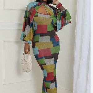 NWOT! Colorful Geometric Patterned Maxi Dress
